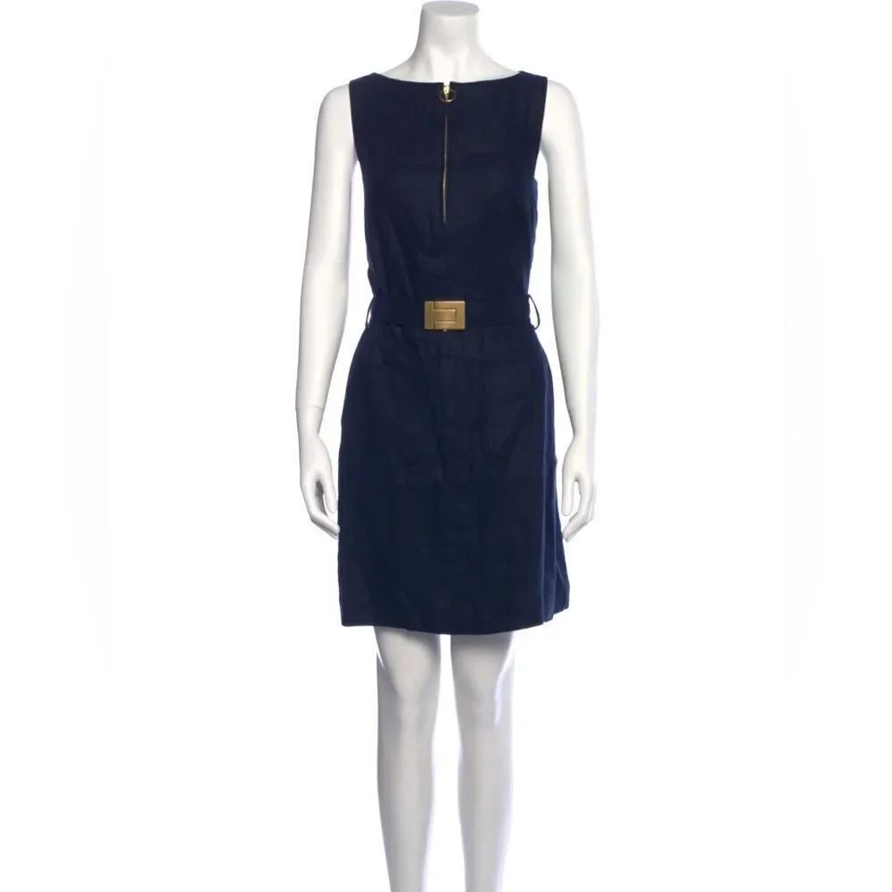 Tory Burch Navy Blue Dress with Gold Accents